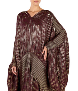 Knitted Metallic V Neck Kaftan