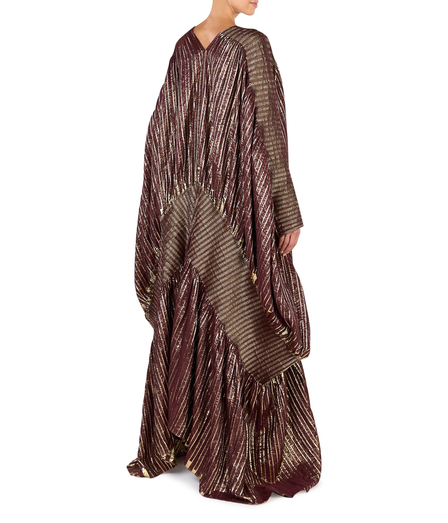 Knitted Metallic V Neck Kaftan