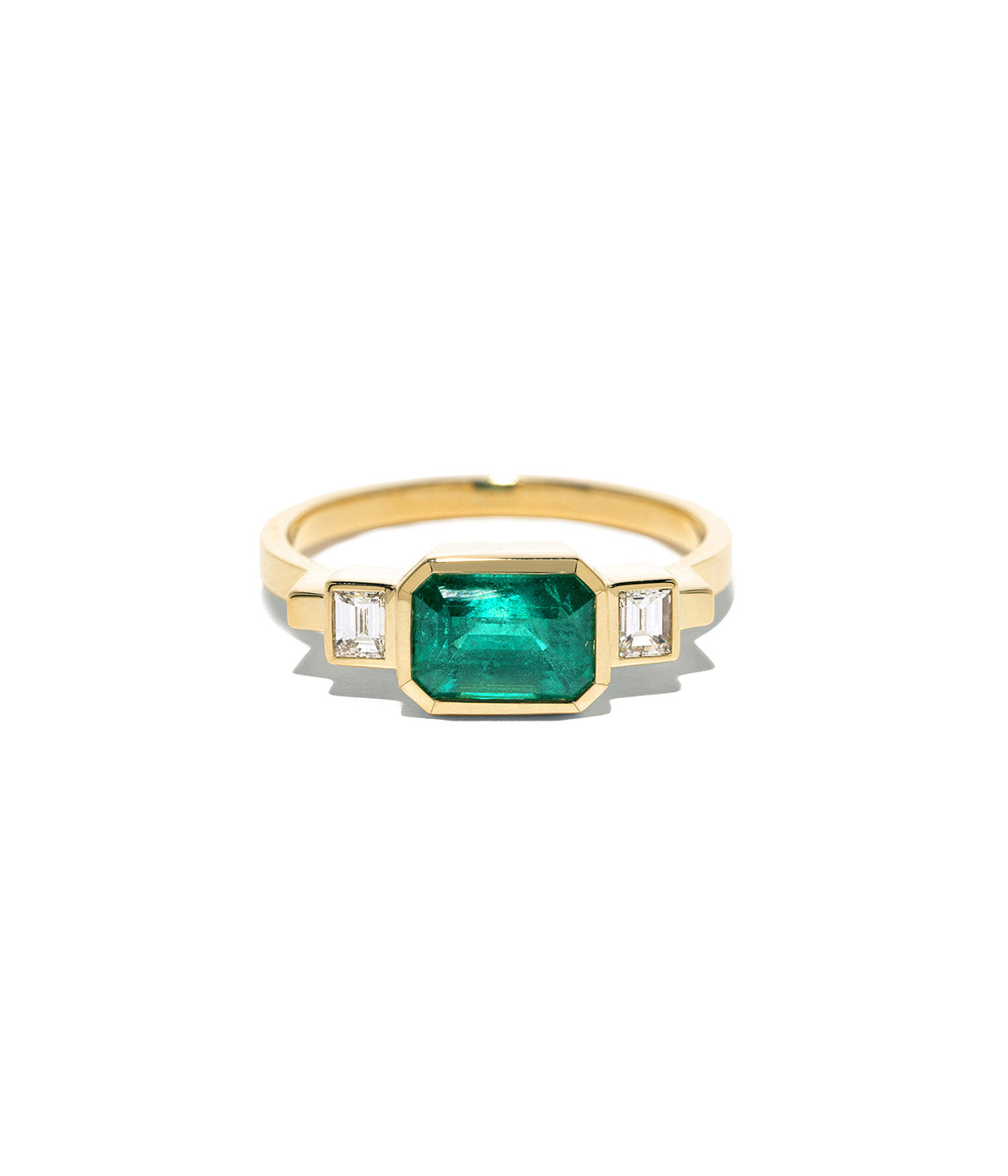 Emerald And Baguette Deco Ring