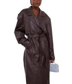 Faux Leather Trench Coat