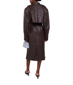 Faux Leather Trench Coat