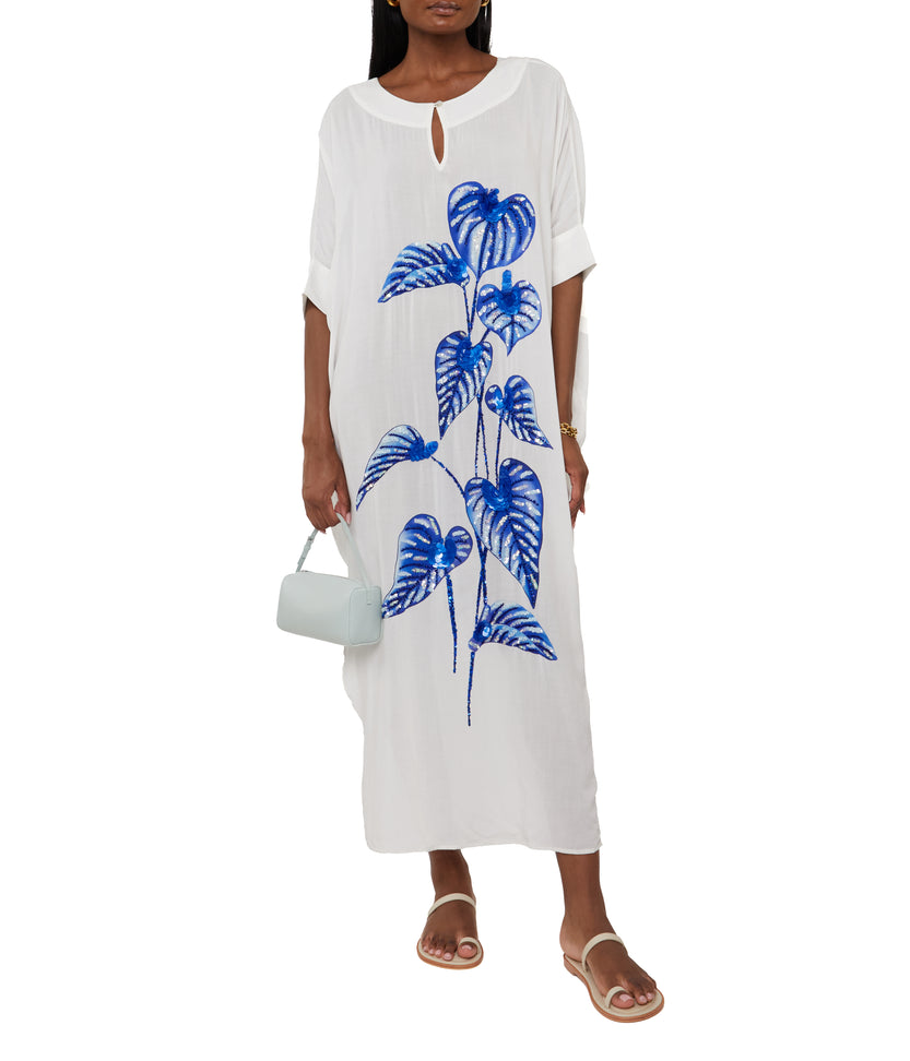 Hand Beaded Peace Lily Kaftan