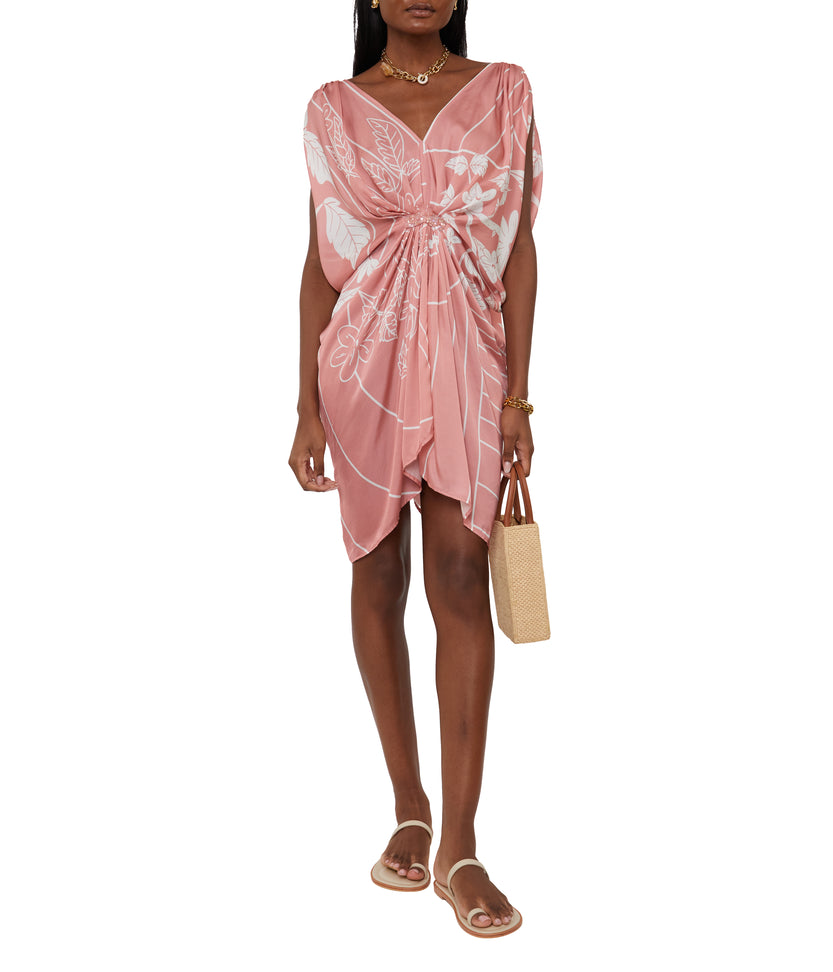 Draped Kaftan Mini Dress