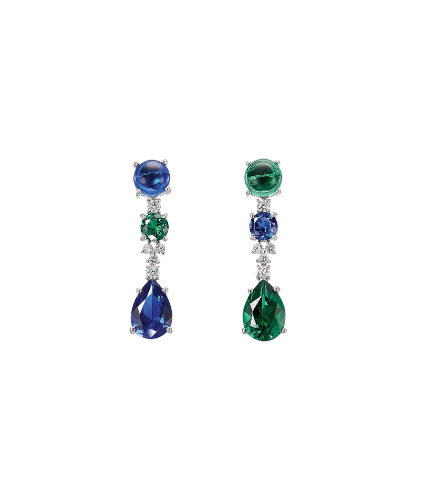 Emerald Sapphire Tutti Frutti Earrings