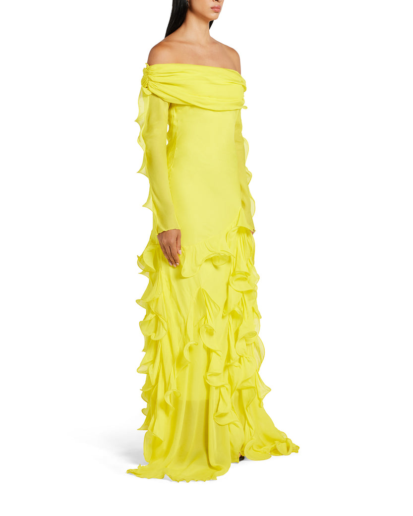 Long Sleeve Ruffle Maxi Dress