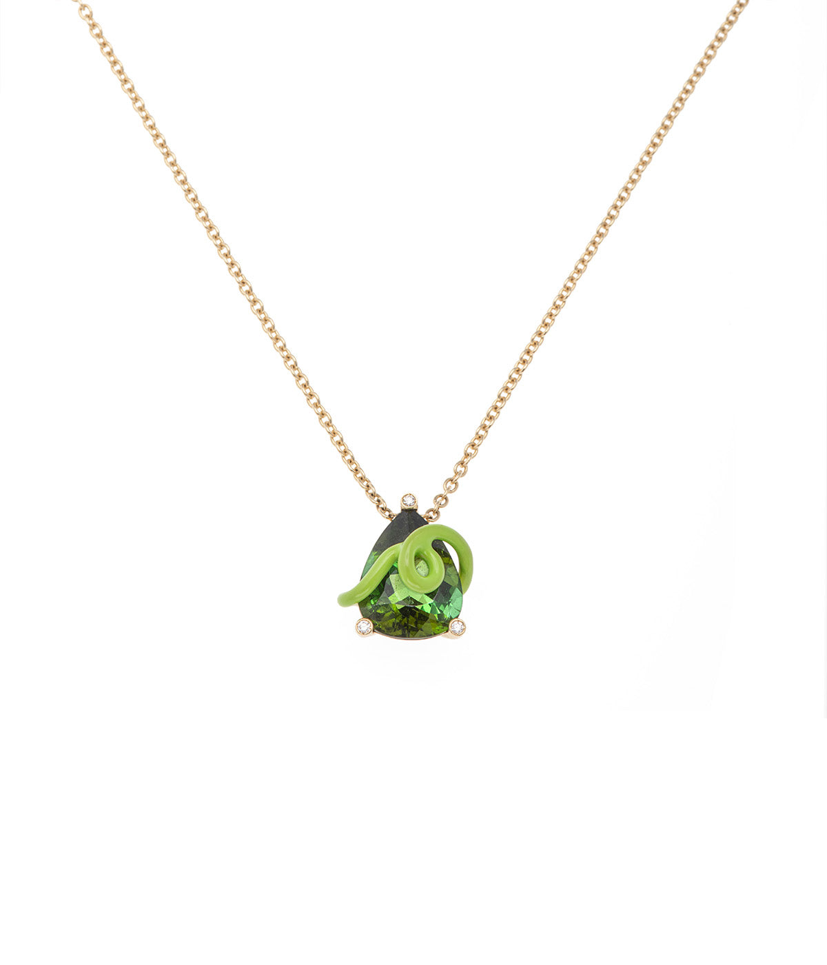 Chihiro Necklace In Lime Green With Tourmaline