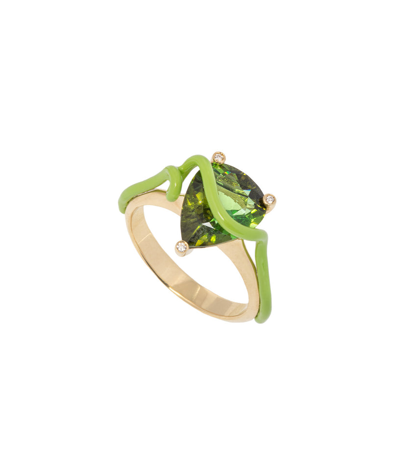 Hermione Ring In Lime Green With Tourmaline