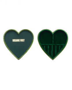 Green Velvet Heart Jewellery Box