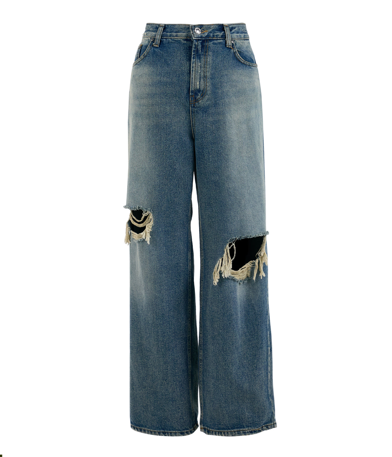 Wide Denim Ribbed Jeans