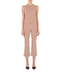 Checked Stretch Capri Pants