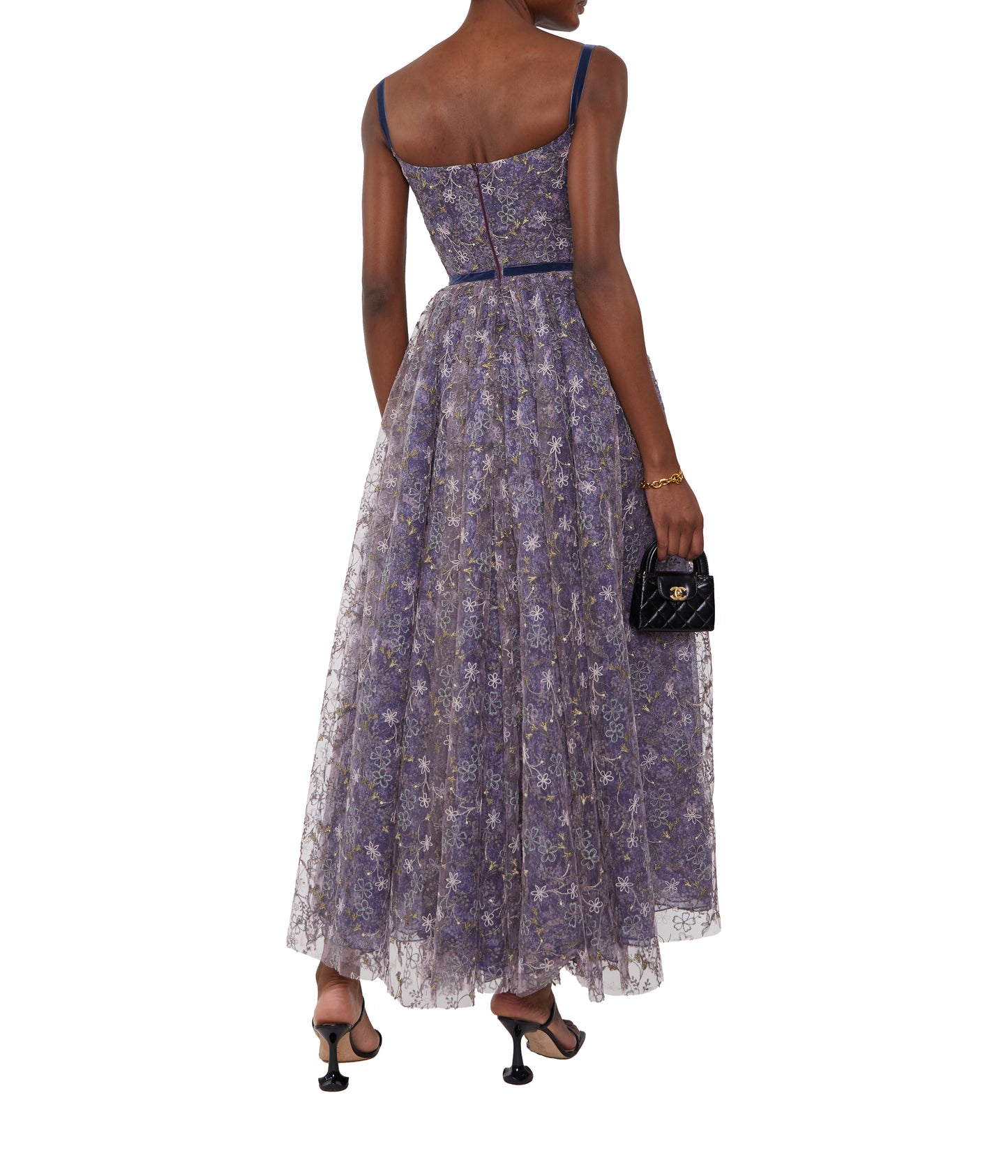 Evening Dress With Embroidered Floral Tulle