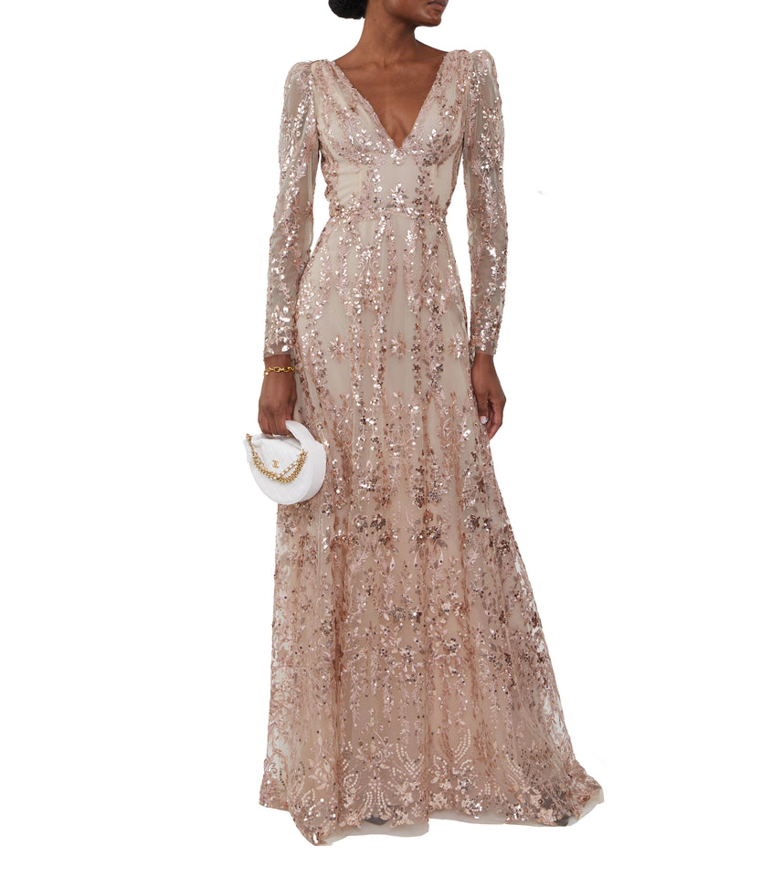 Sequined Embroidered Tulle Gown