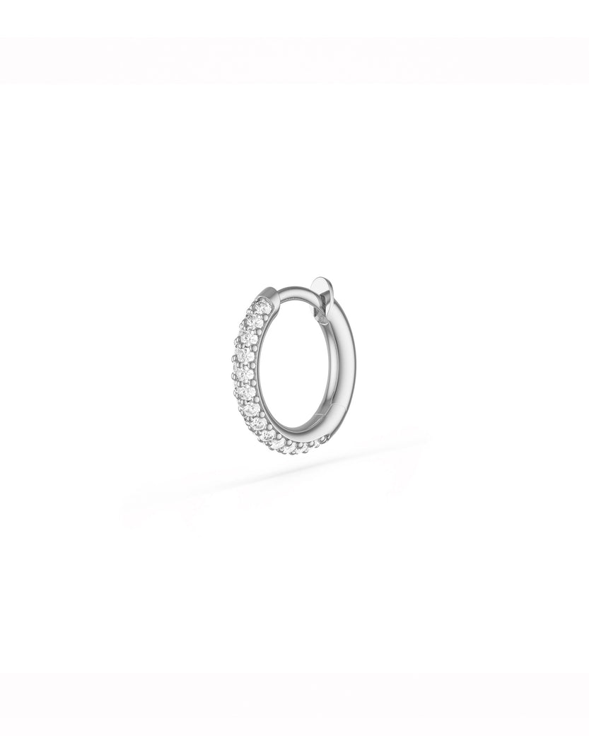 Mini Microhoop 18K White Gold White Diamonds Earrings