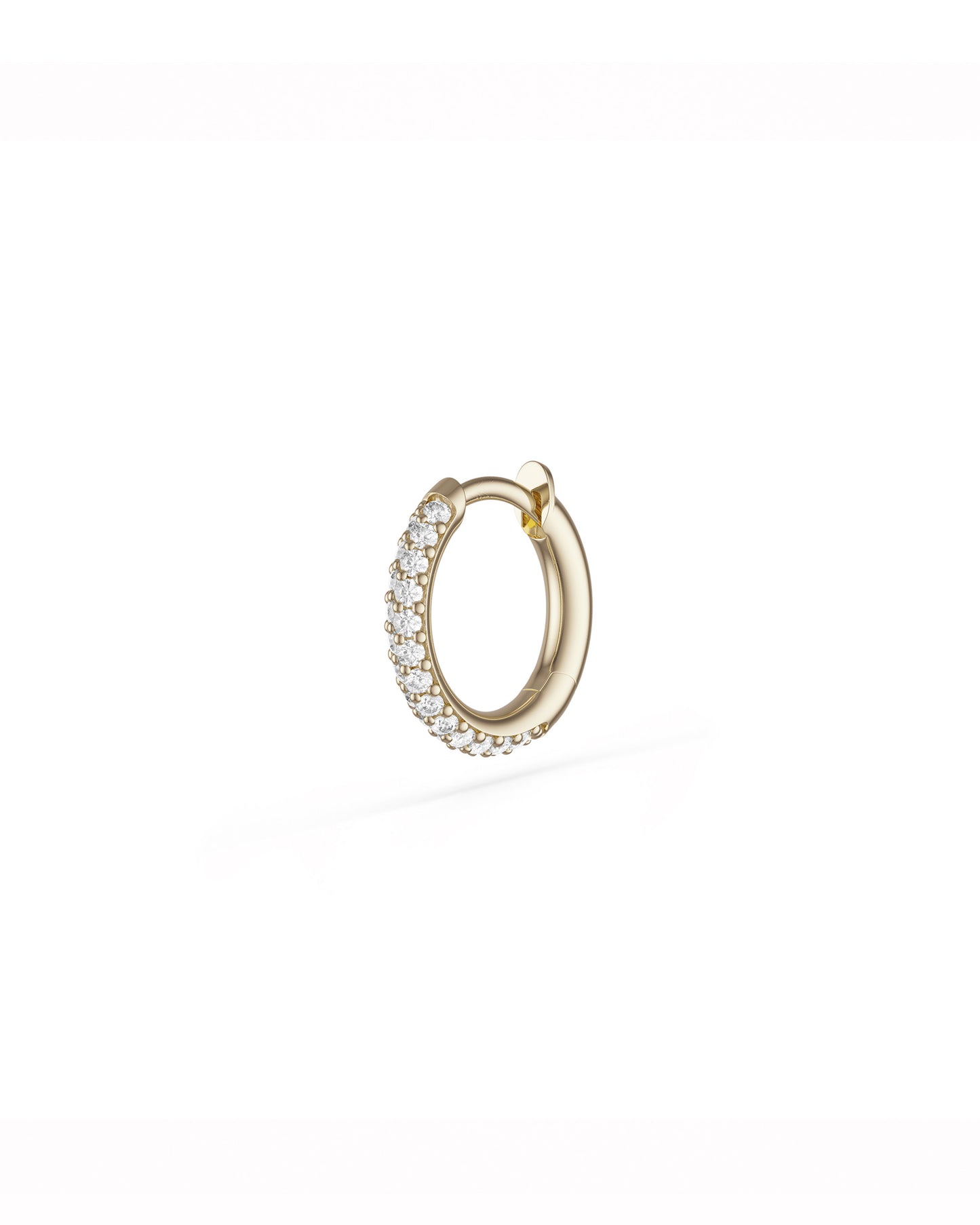 Mini Microhoop 18K Yellow Gold White Diamonds Earrings