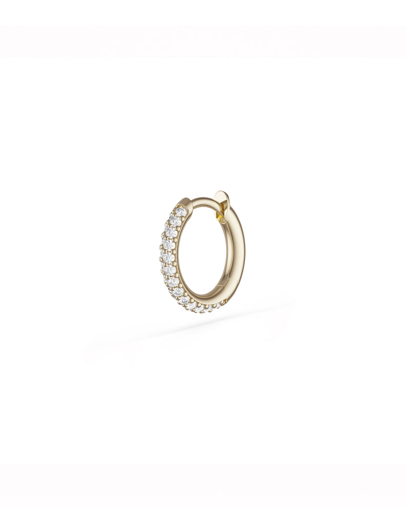 Mini Microhoop 18K Yellow Gold White Diamonds Earrings