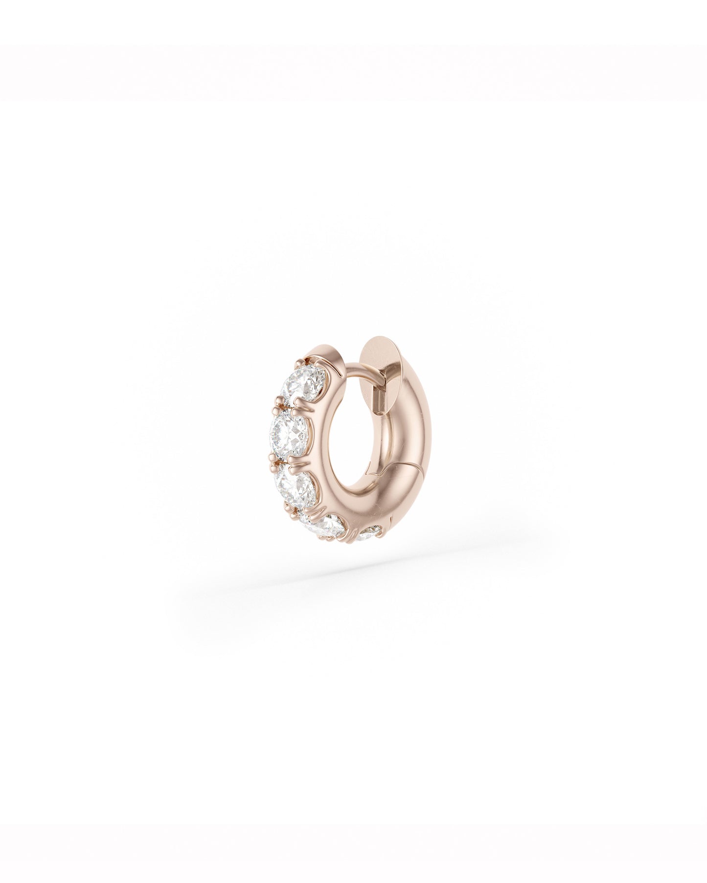 Mini Macrohoop 18K Rose Gold White Diamond Earrings