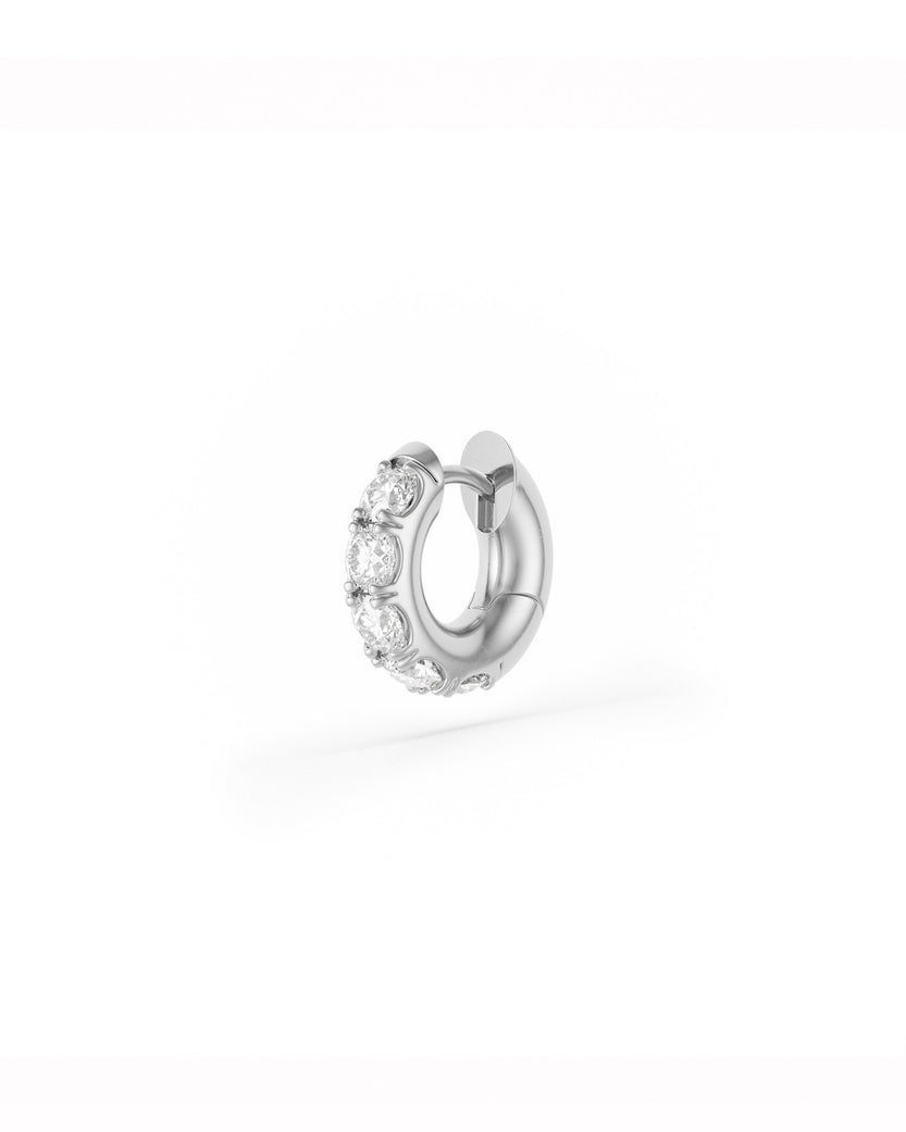 Mini Macrohoop 18K White Gold White Diamonds Earrings