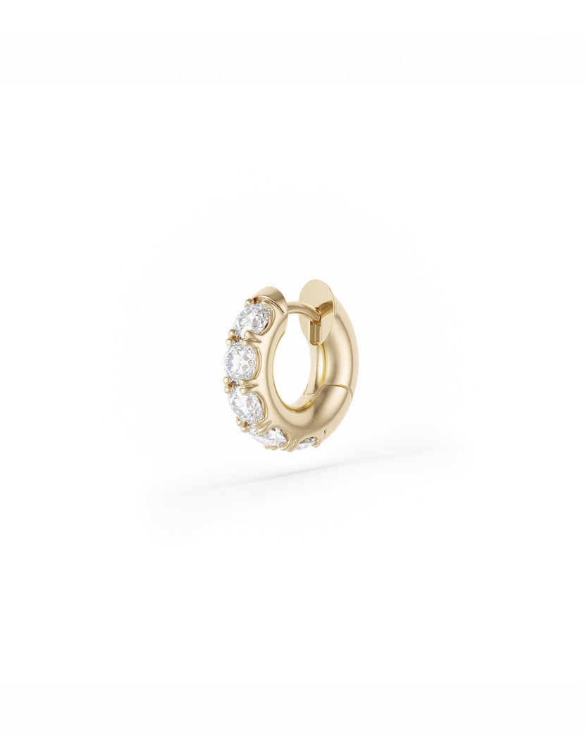 Mini Macrohoop 18K Yellow Gold White Diamond Earrings