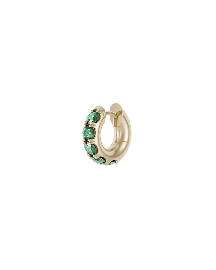 Mini Macrohoop 18K Yellow Gold Emerald Earrings