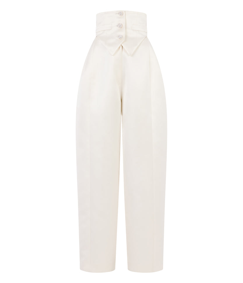 Wide Leg Trousers Paired With Corset Belt And Diamanté Buttons