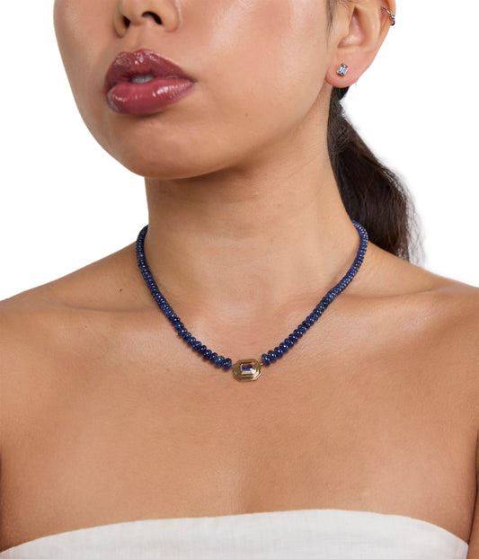 Rich Sapphire Bead Staircase Necklace