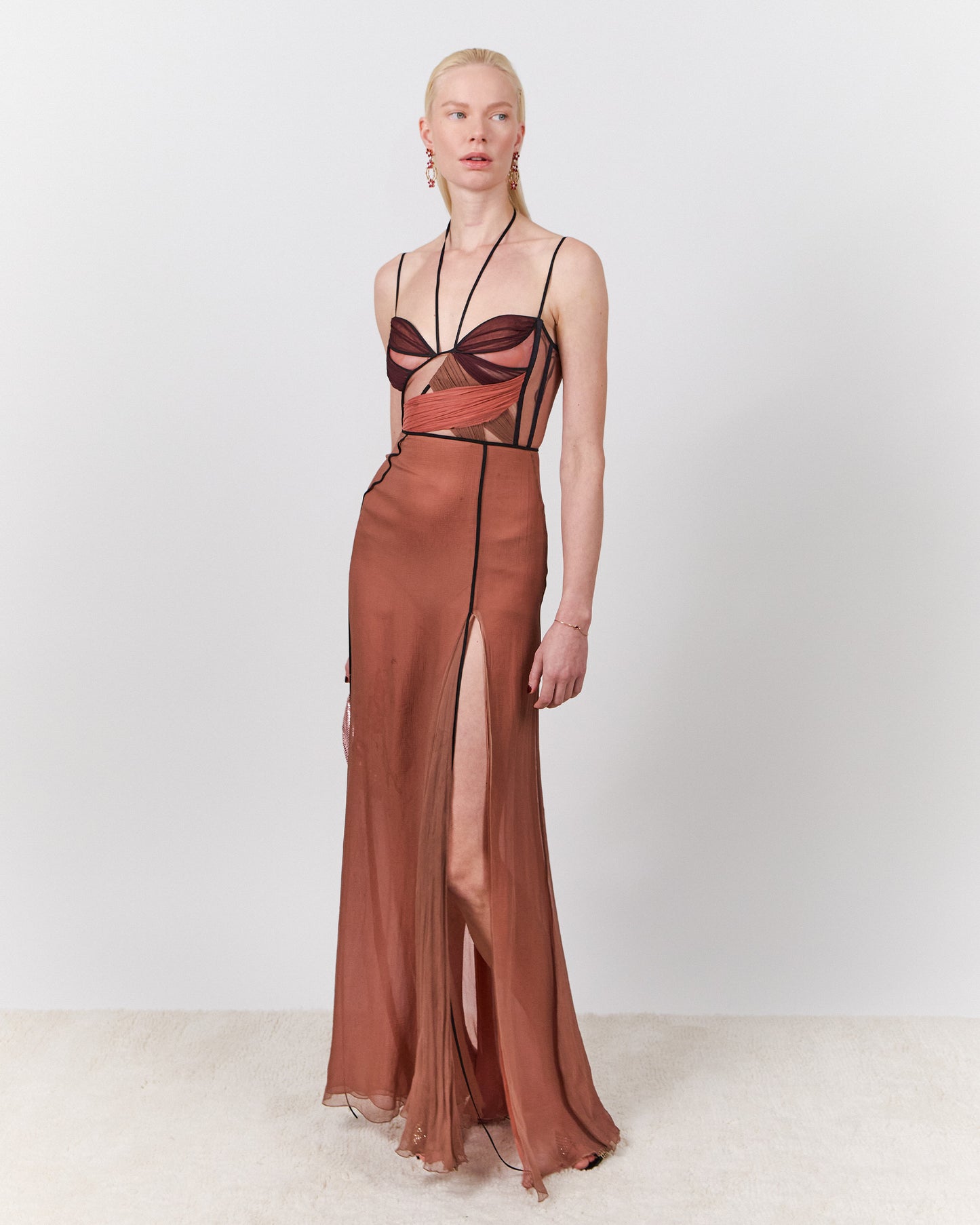 Mae Long Draped Gown With Corset