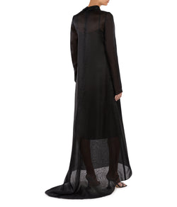 Sheer Long Dress With Detachable Embellished Collar