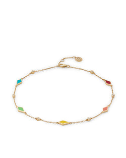 18K Gold Mosaic Anklet With Multicolored Enamel