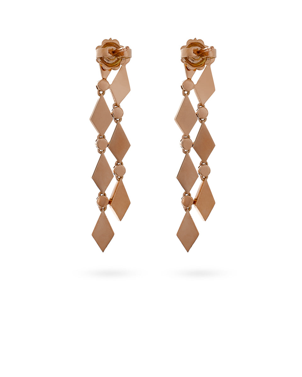 18K Gold Mosaic Long Earrings With Enamel