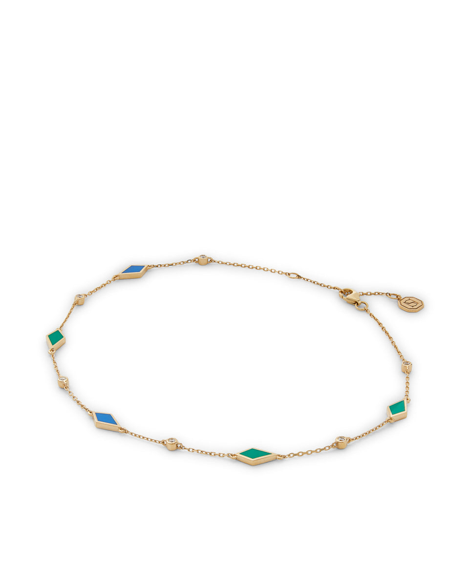 18K Gold Mosaic Anklet With Enamel