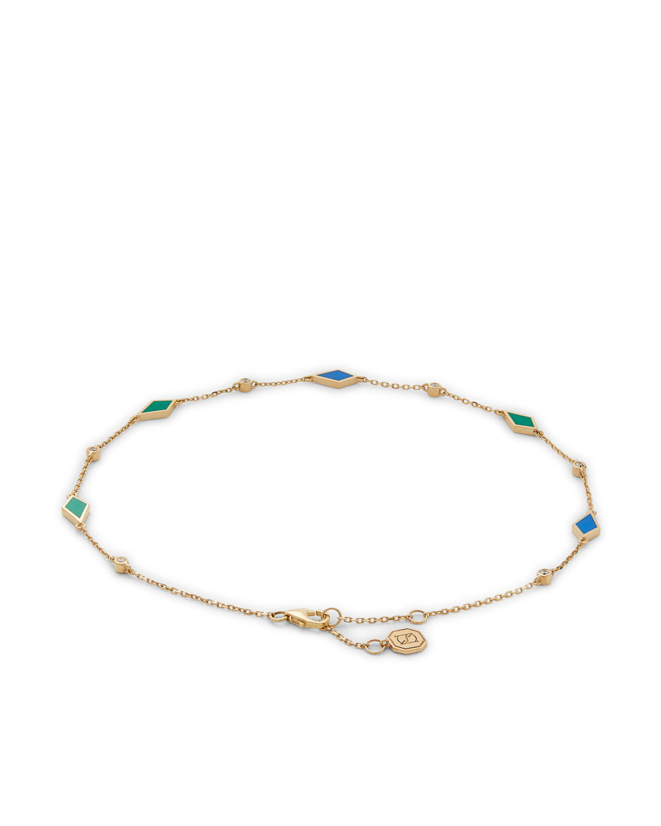 18K Gold Mosaic Anklet With Enamel