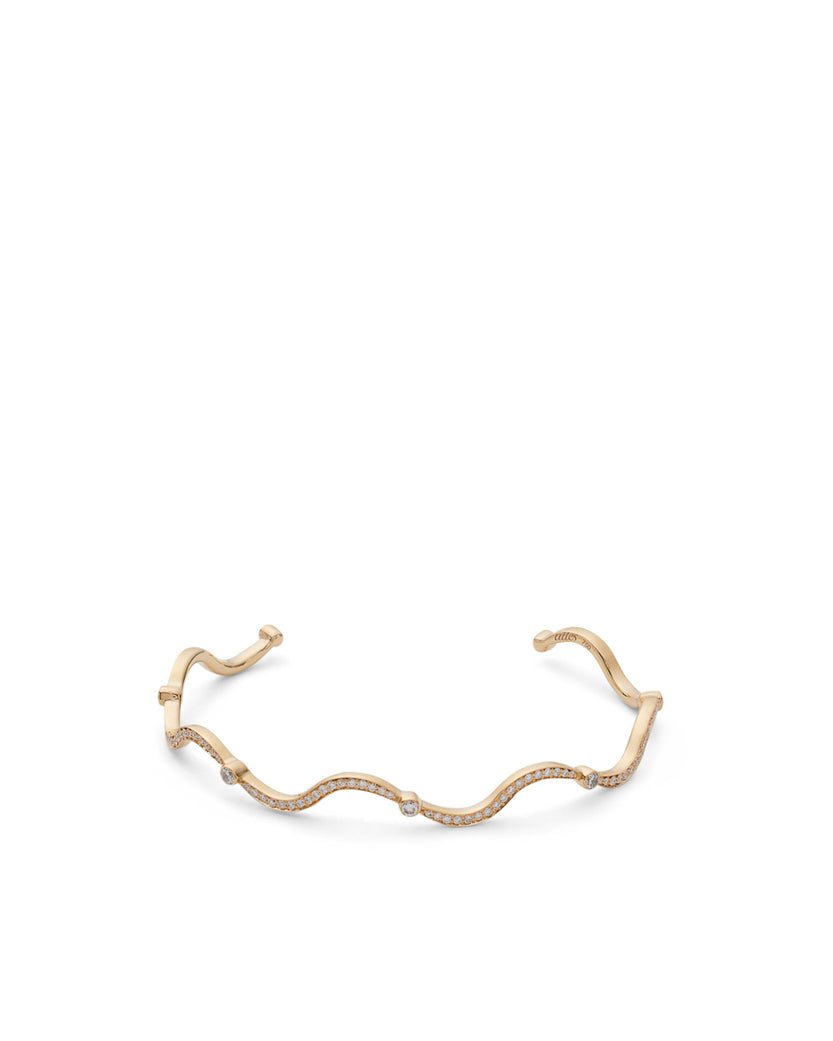 Wave 18K Yellow Gold Bangle