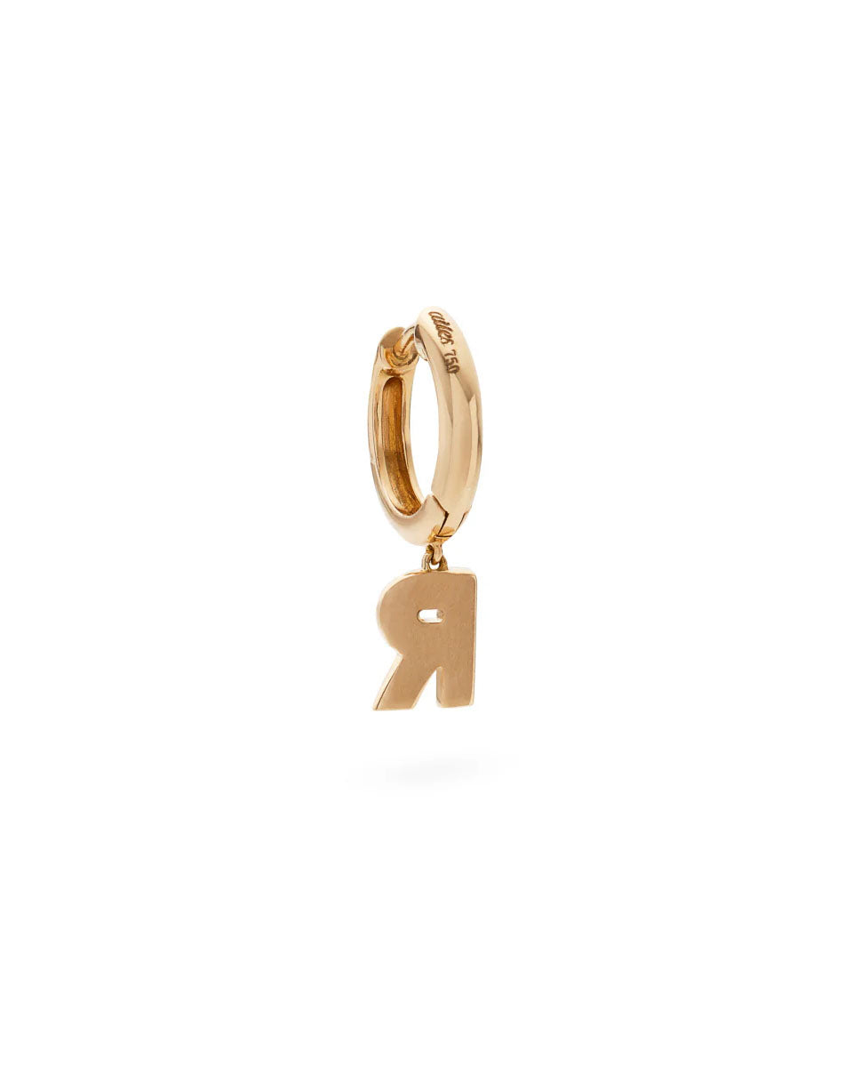 Silhouette 18K Gold Letter Huggie