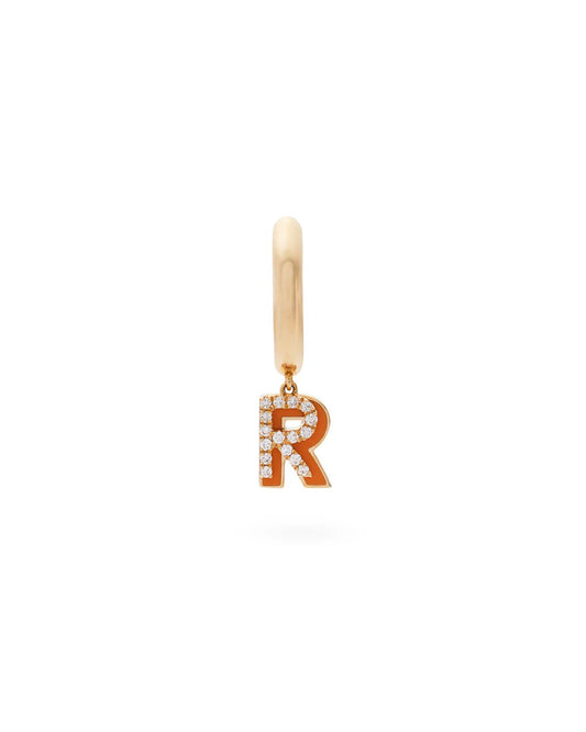 Silhouette 18K Gold Letter Huggie