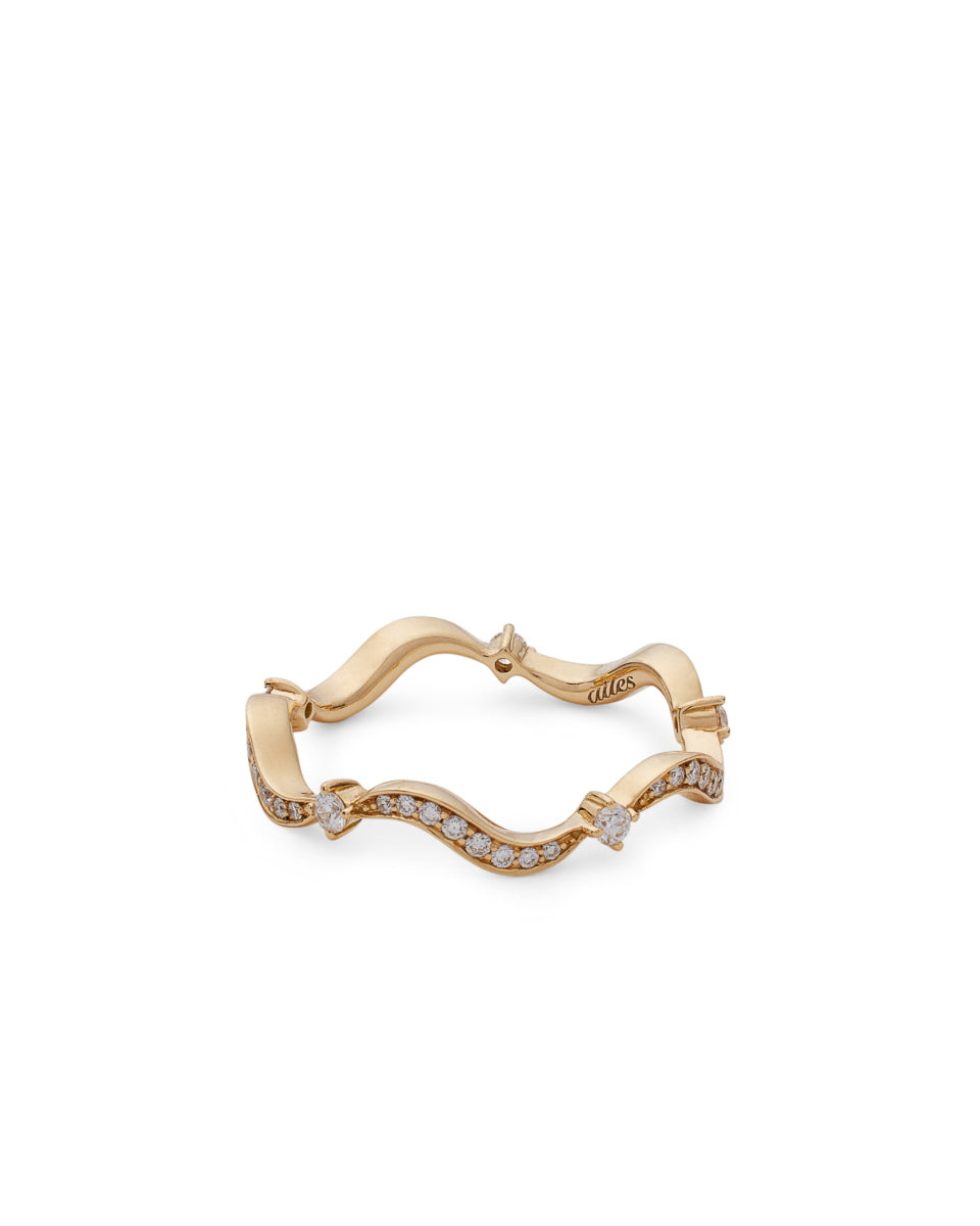 Wave 18K Yellow Gold Single Ring