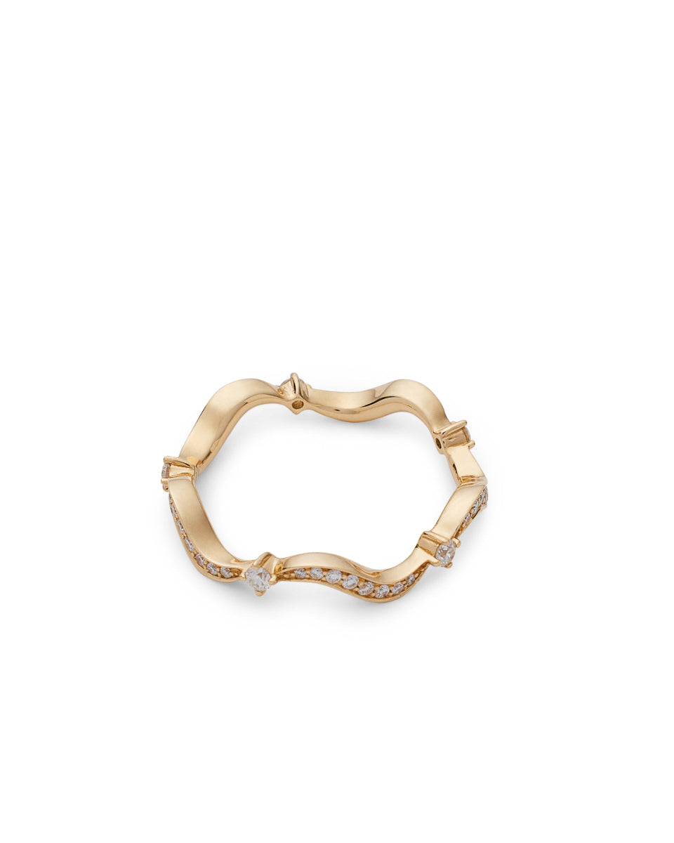 Wave 18K Yellow Gold Single Ring