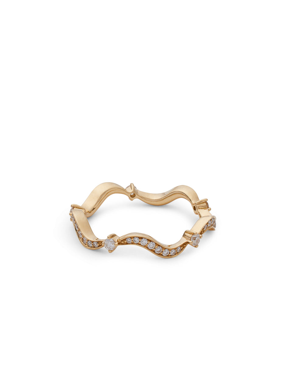 Wave 18K Yellow Gold Single Ring