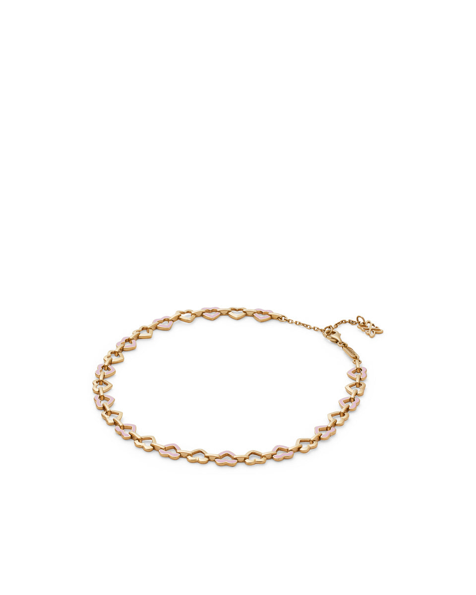 Heart 18K Yellow Gold Enamel Anklet