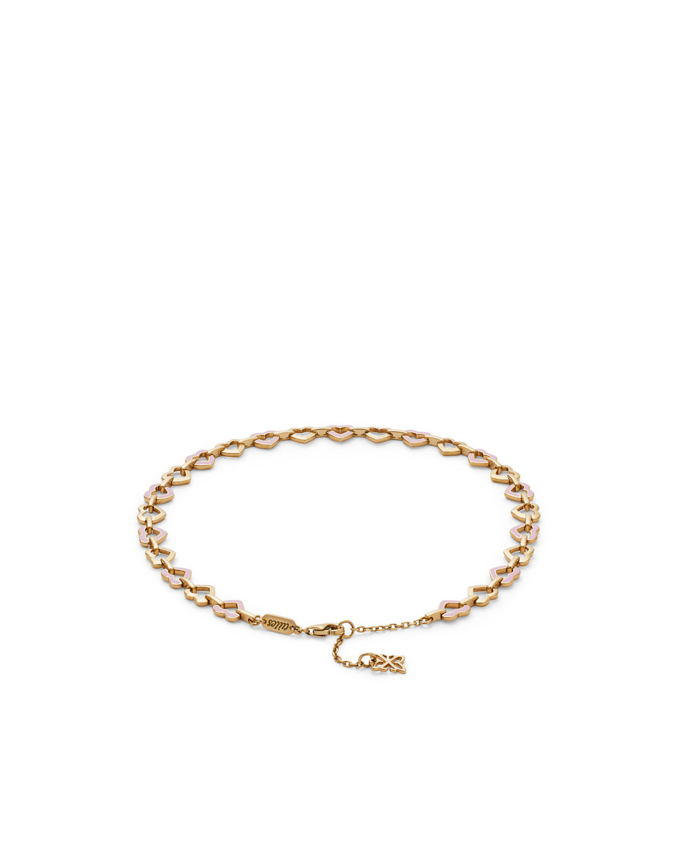 Heart 18K Yellow Gold Enamel Anklet