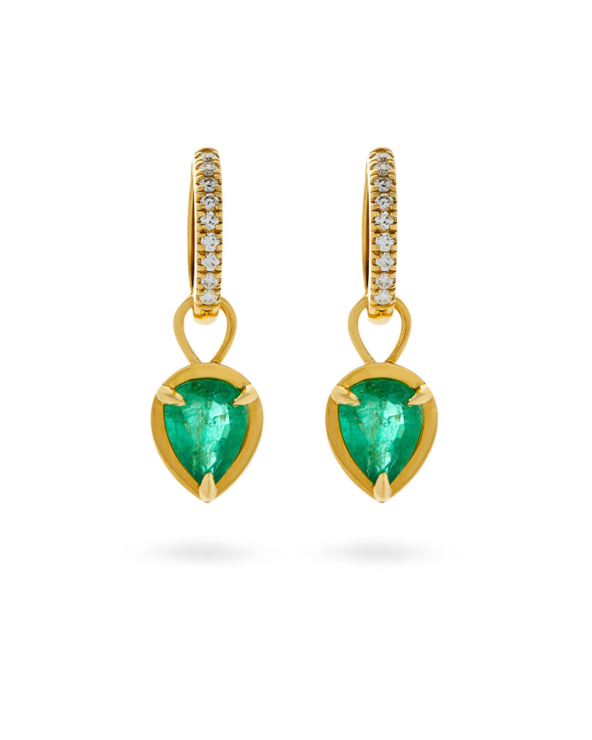 Capsule Dangling Pear-Shaped Emerald Earrings