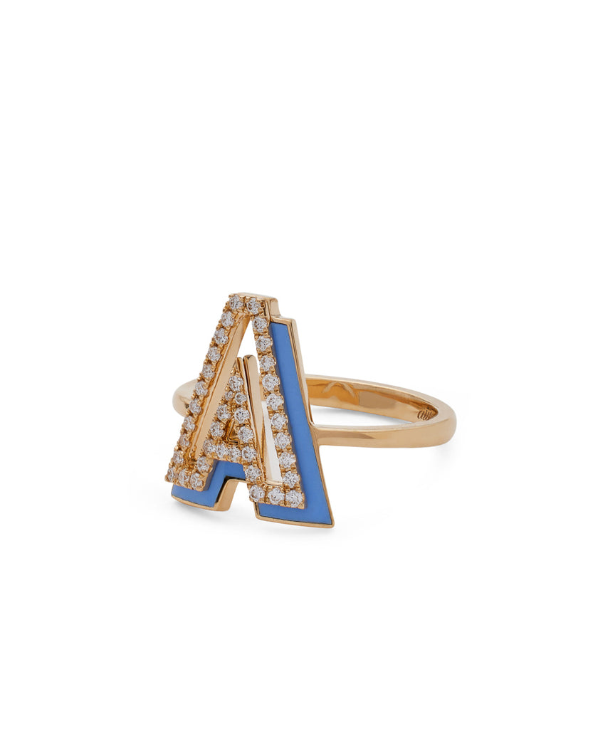 Silhouette 18K Gold Letter Ring