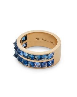 Be Spiked Stack Band Double Row Ring With Blue Sapphires