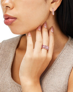 Be Spiked Stack Band Double Row Ring With Pink Sapphires