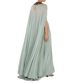 Sea Green Cape With Strapless Dress