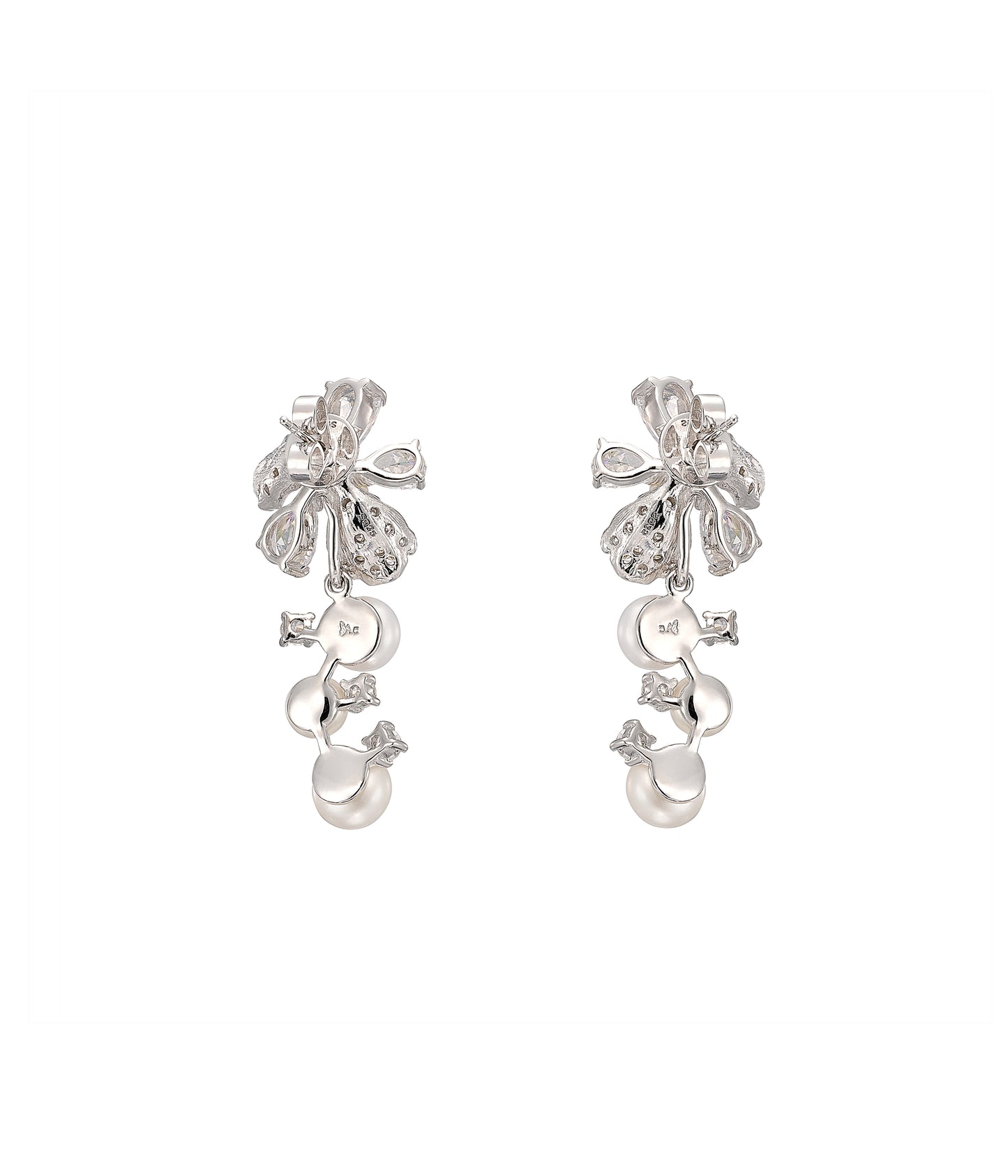 Pearl Snow Rose Earrings