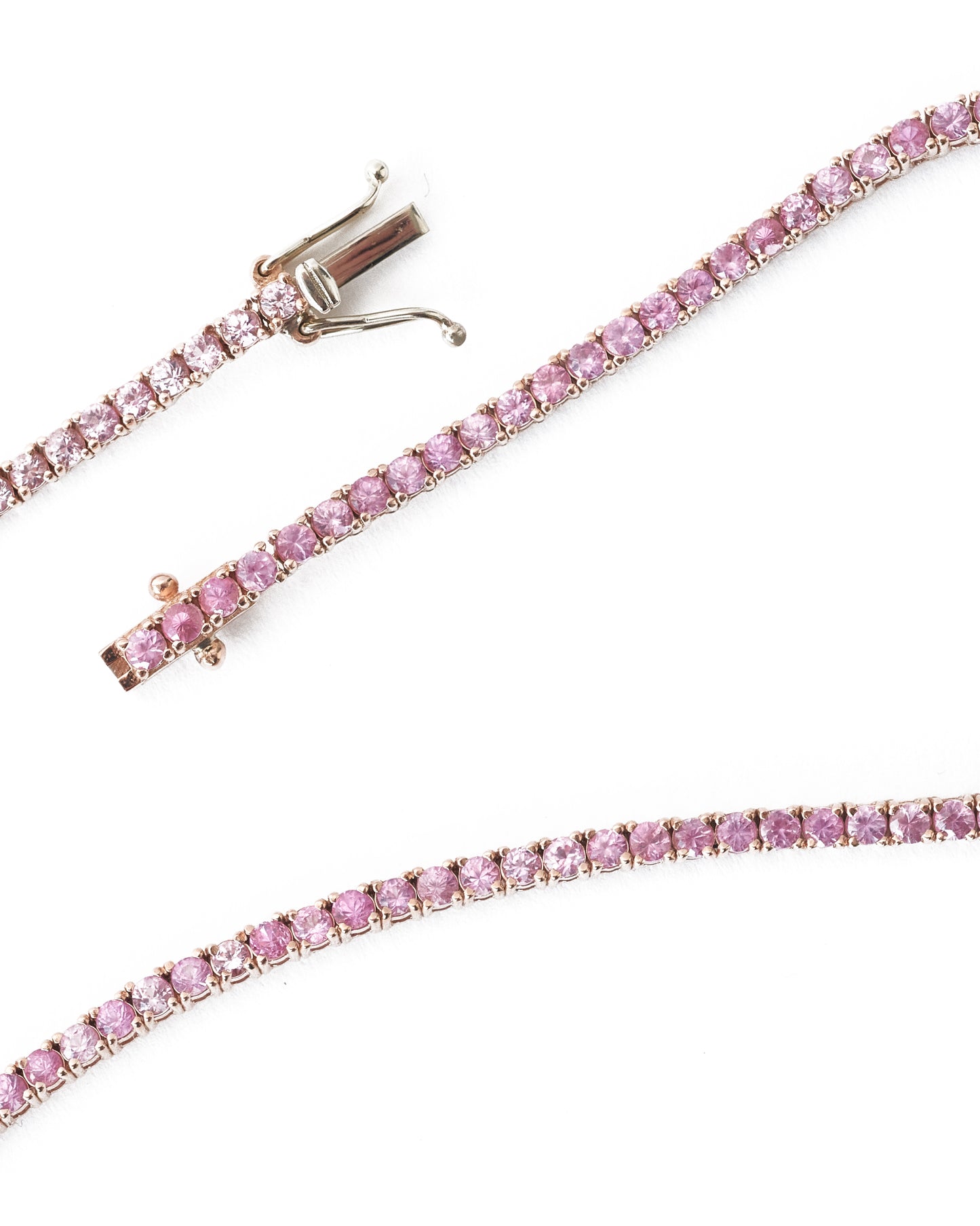 Pink Sapphire Tennis Necklace