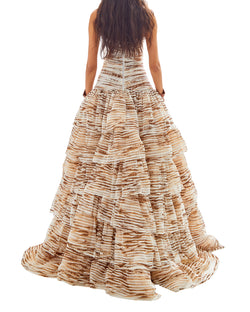 Safari Strapless Ruffled Tulle Maxi Gown