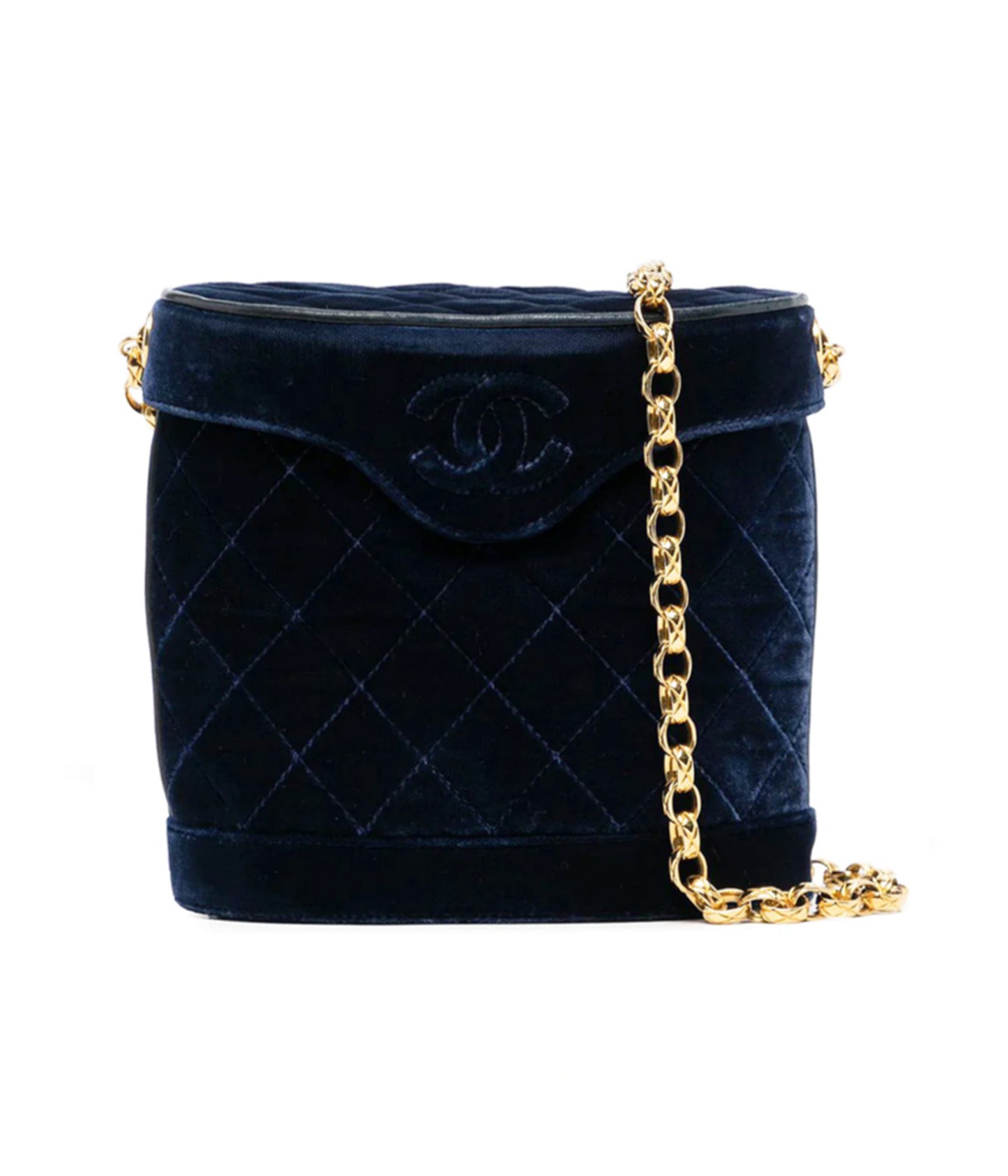 Rare Navy Velvet Crossbody Binocular Bag