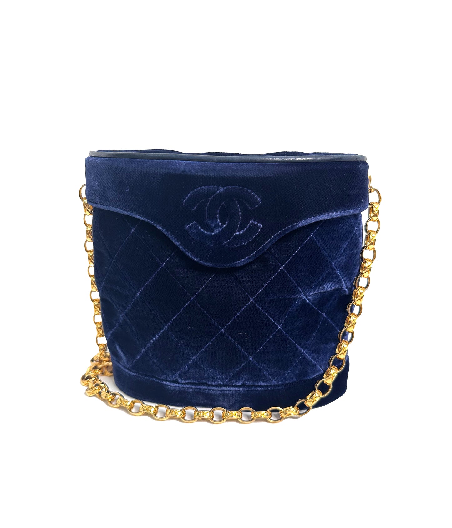 Rare Navy Velvet Crossbody Binocular Bag