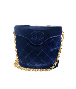 Rare Navy Velvet Crossbody Binocular Bag